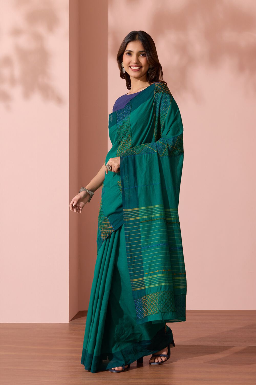 Green Karnataka Pure Cotton Lambani Saree image number null
