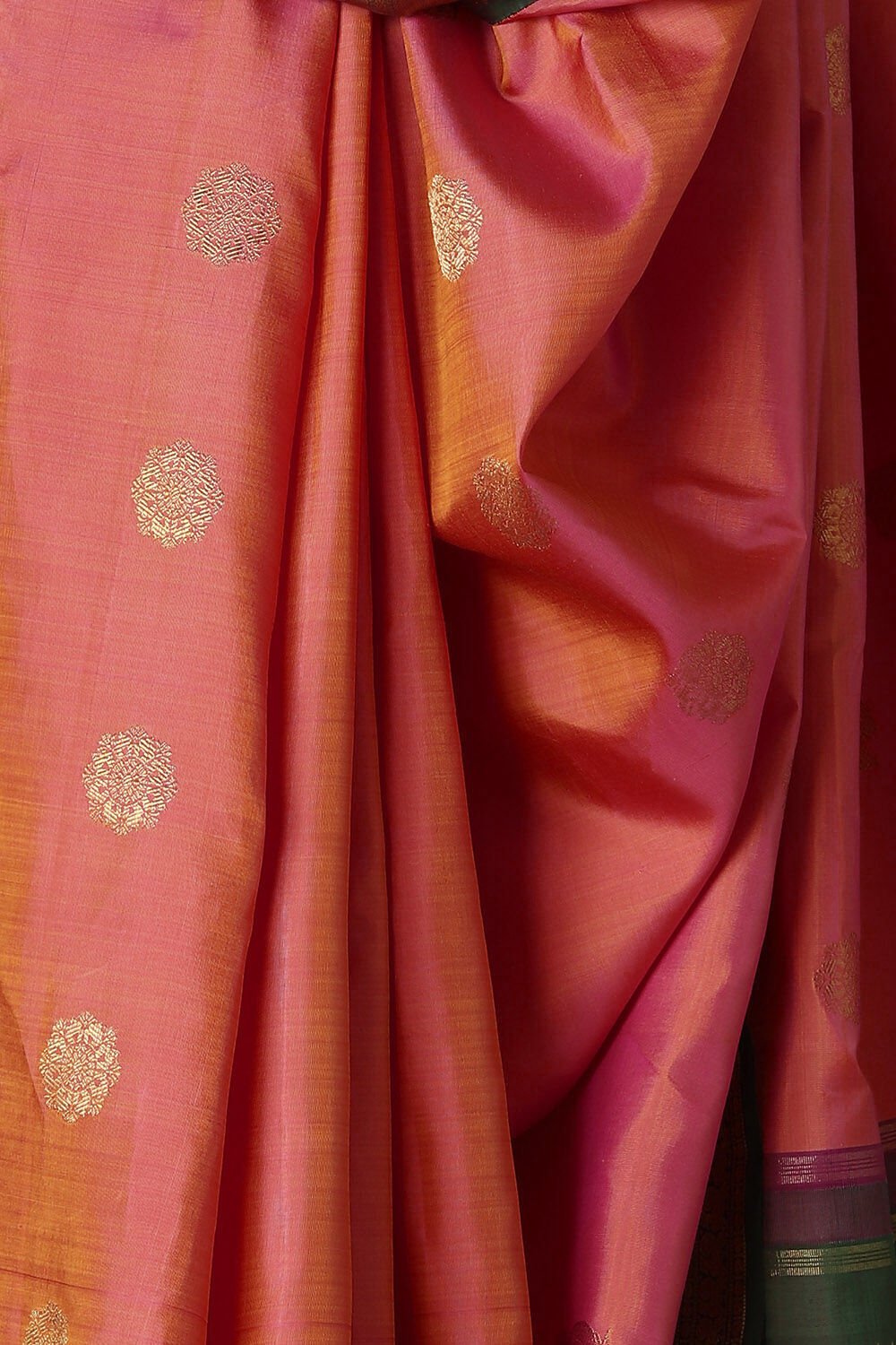 Two Toned Pure Silk Kanjivaram Korvai Saree image number null