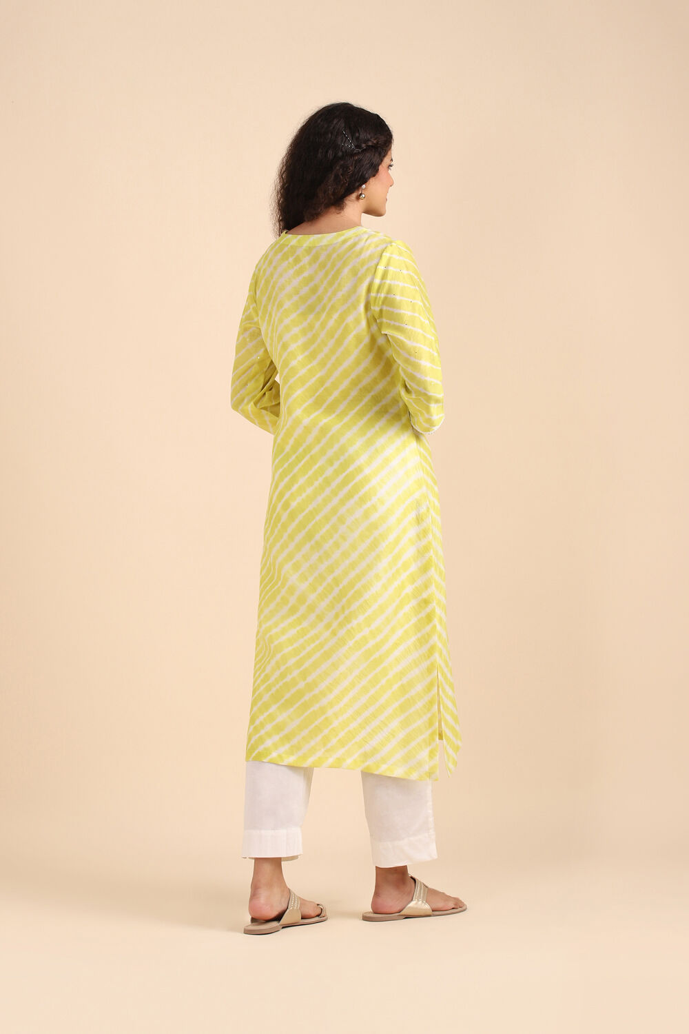 Light Green Silk Cotton Mukaish Work Kurta image number null