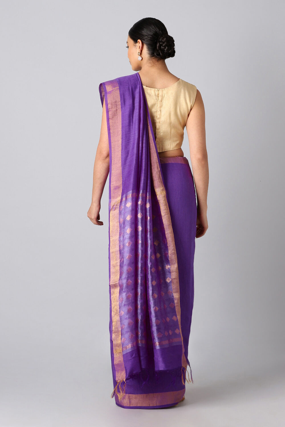 Purple Pure Silk Tussar Bhagalpuri Saree image number null