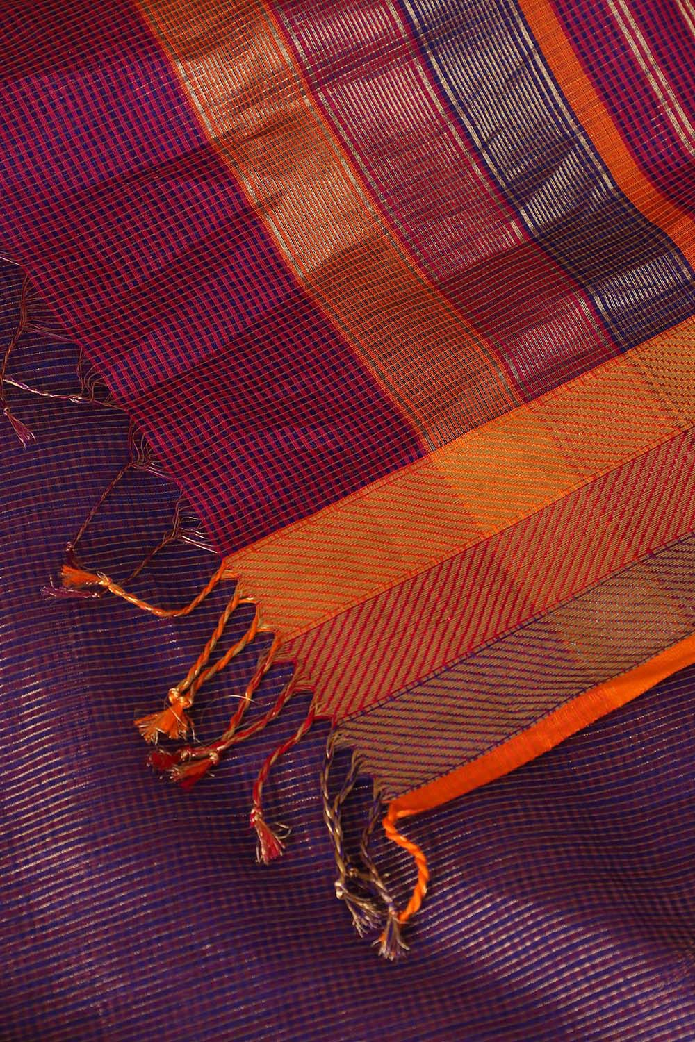 Purple Pure Cotton Tissue Maheswari Saree image number null