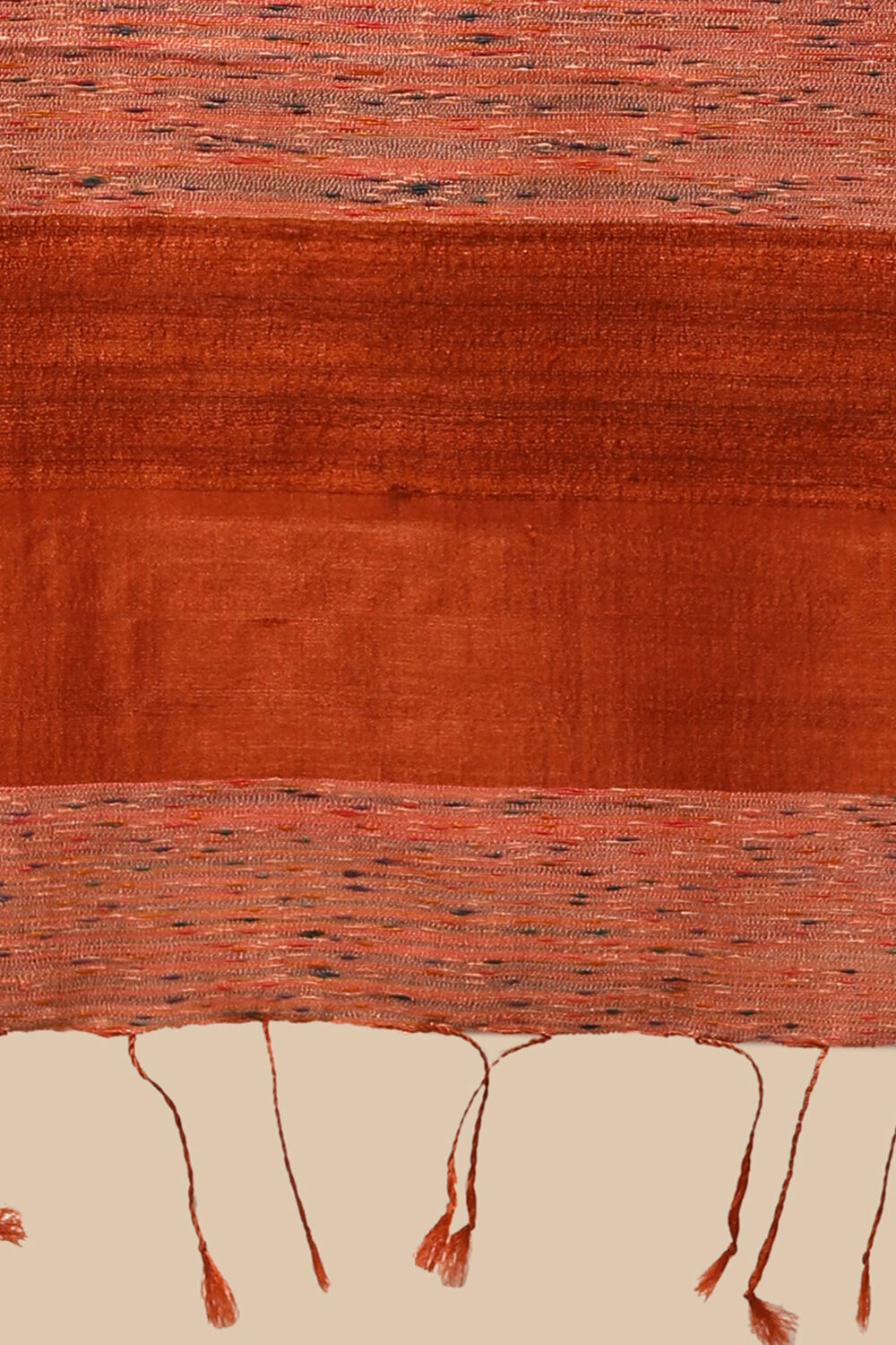 Dark Orange Pure Tussar Silk Woven Saree image number null