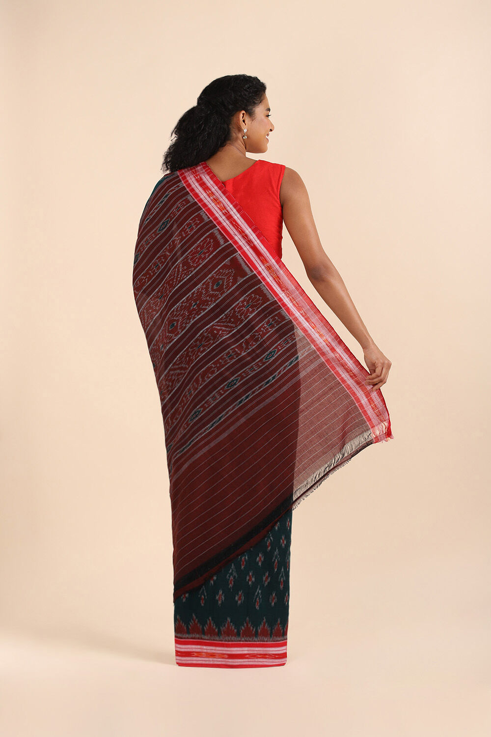 Dark Pure Green Cotton Odissa Ikat image number null
