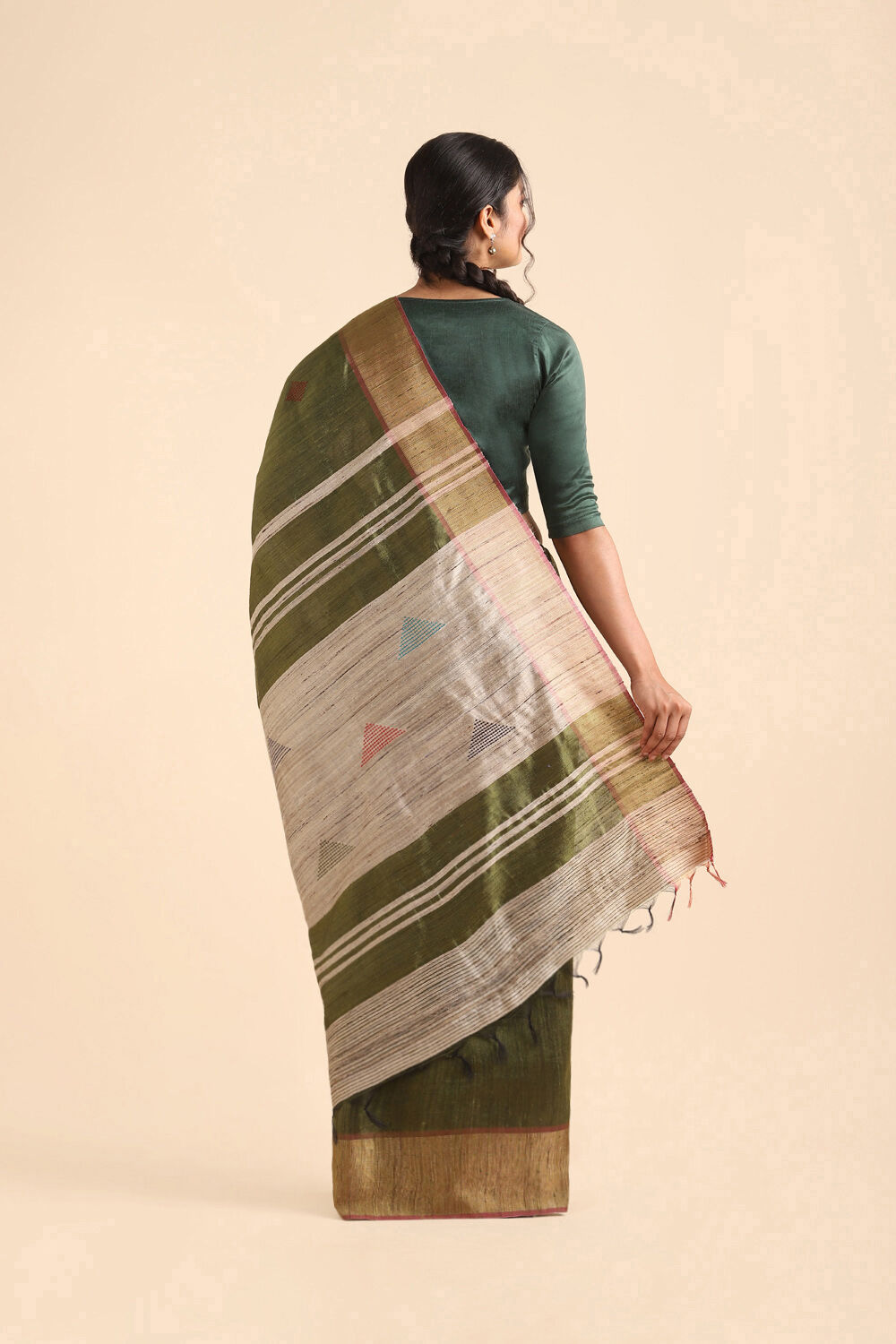Light Green Pure Tussar Silk Bhagalpuri Saree image number null