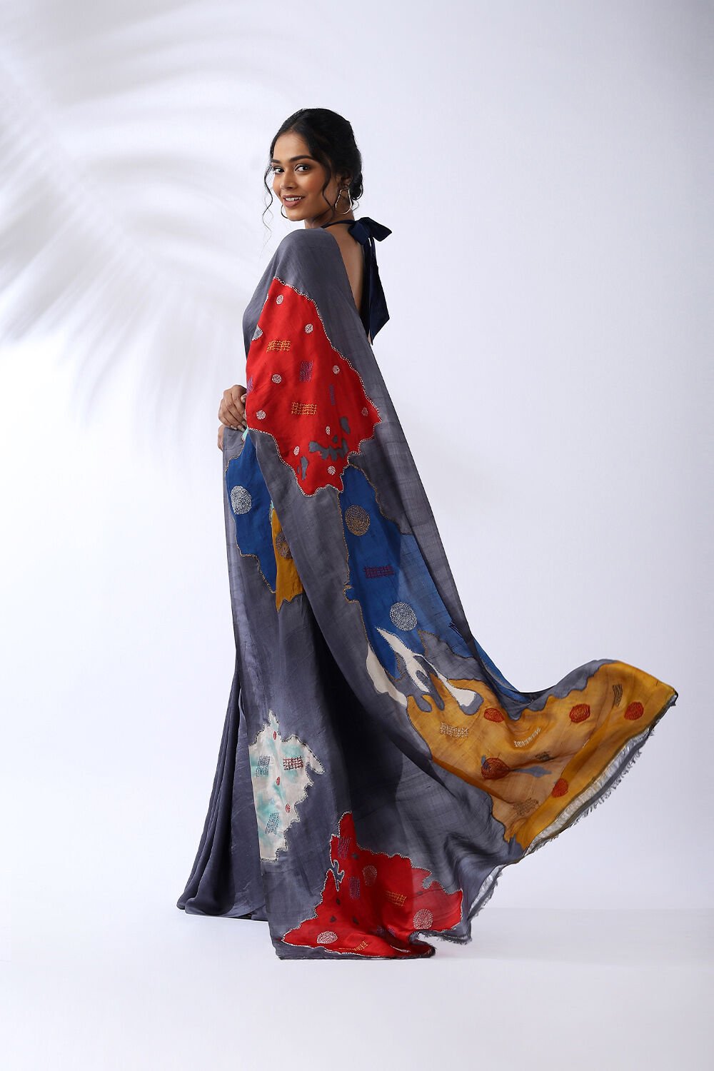 Grey Pure Silk Batik Saree image number null