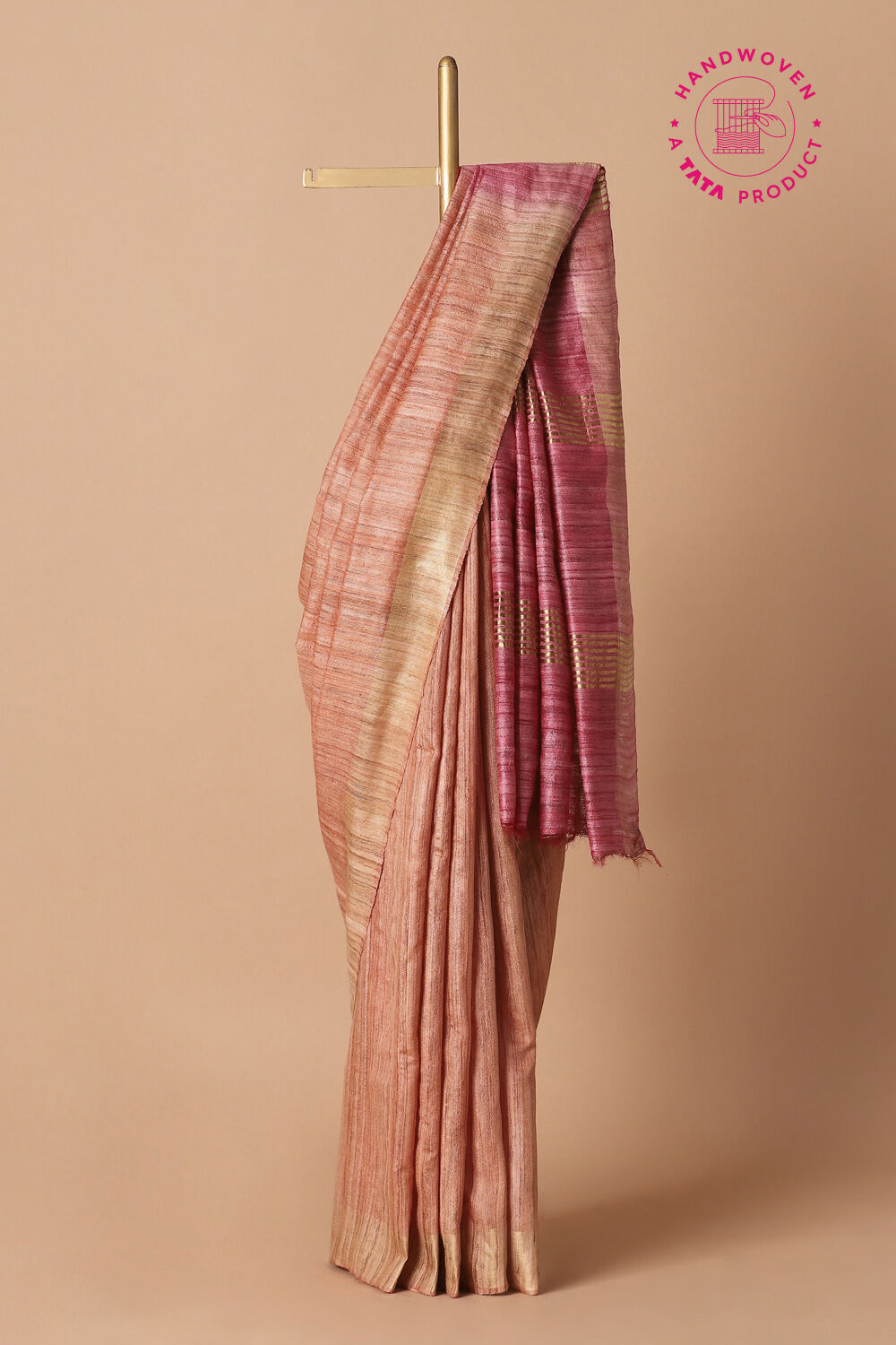 Pink Pure Tussar Tie and Dye image number null