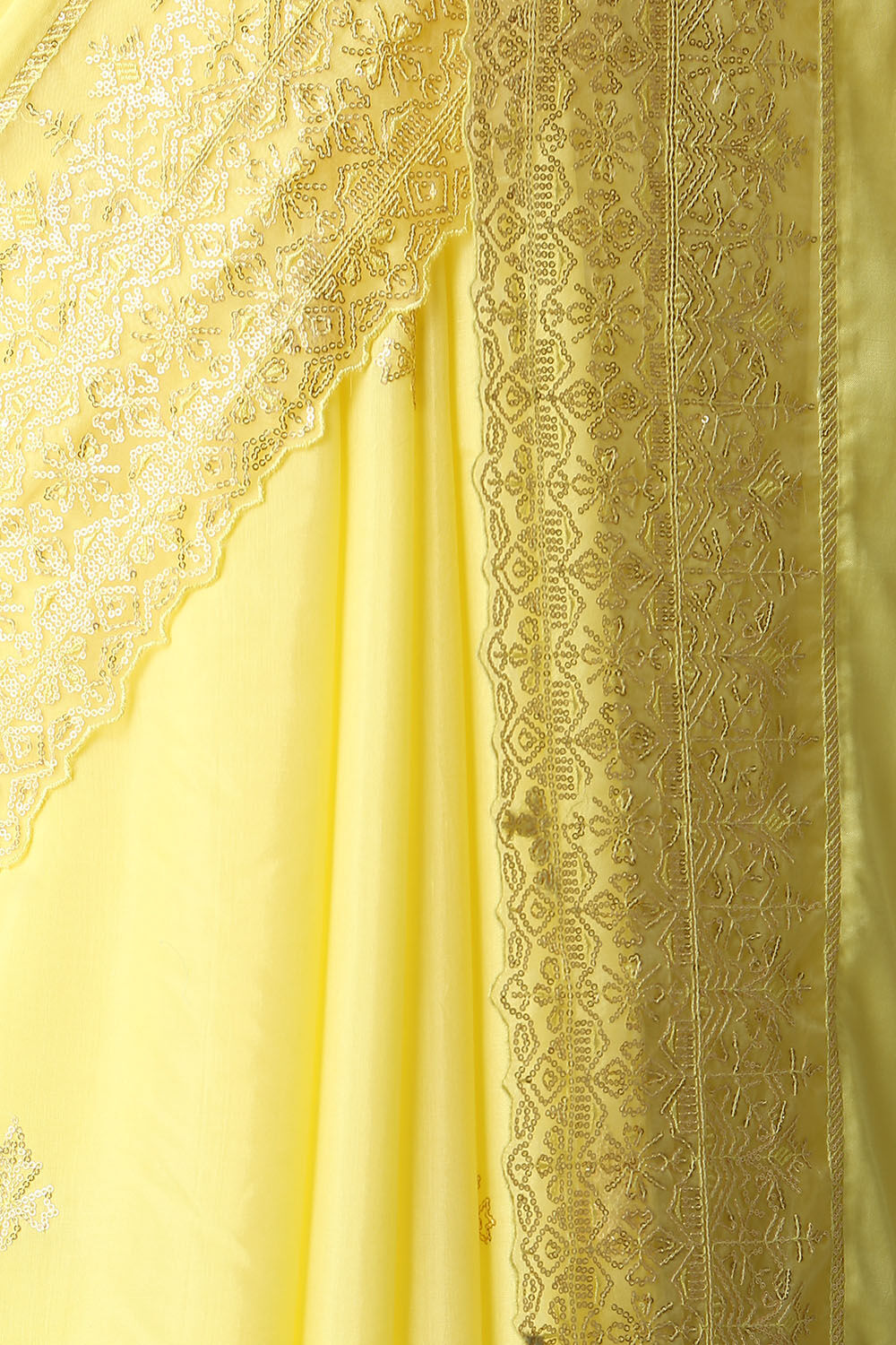 Yellow Viscose Embroidered Saree image number null