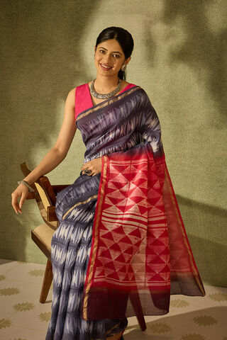Blue Rajasthan Pure Silk Cotton Tie & Dye Shibori Saree thumbnail image number null