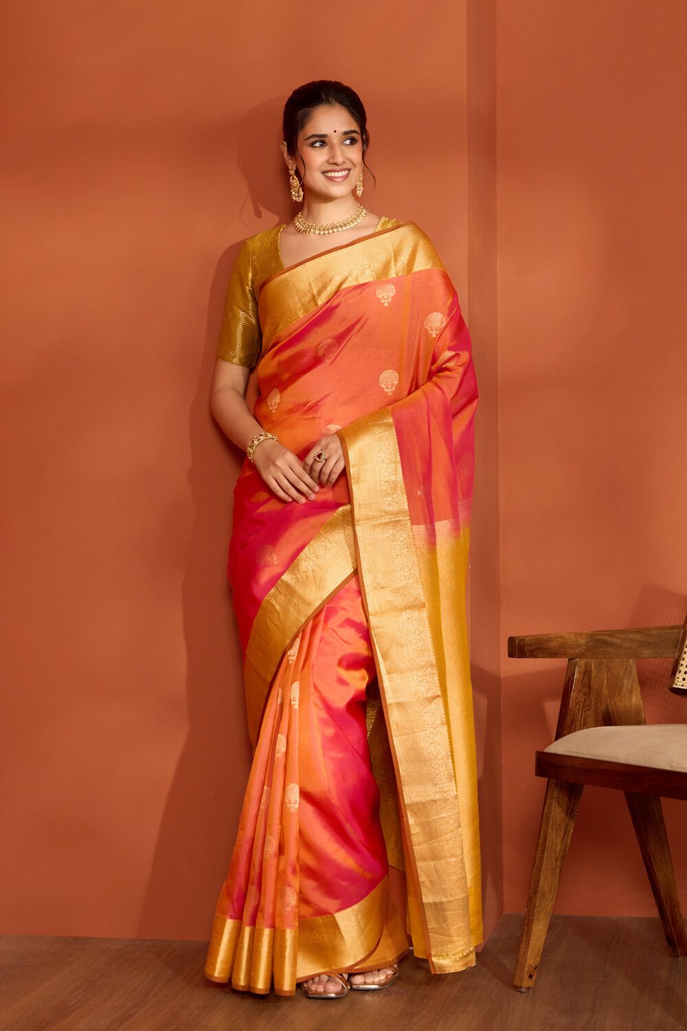 Pink Woven Apsara Silk Viscose Saree image number null