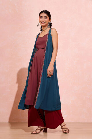 Dark Blue Viscose Cotton Mukaish Embroidered Kurta Set thumbnail image number null