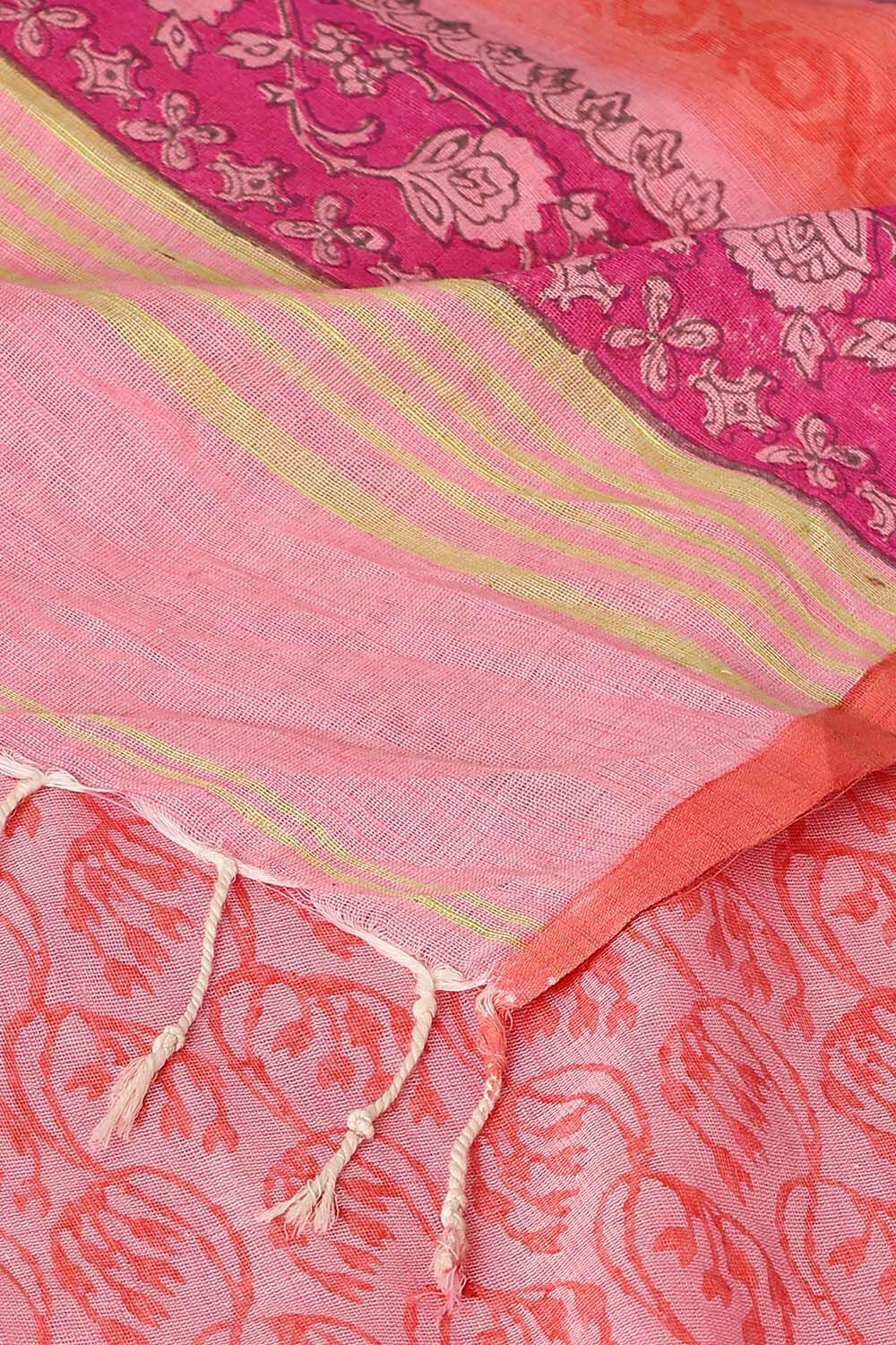 Pink Pure Cotton Printed Saree image number null