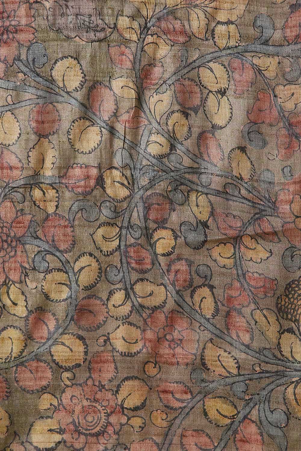 Brown Pure Tissue Tussar Embroidered Saree image number null
