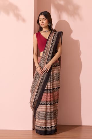 Red Bagru Block Printed Pure Cotton Kota Saree thumbnail image number null