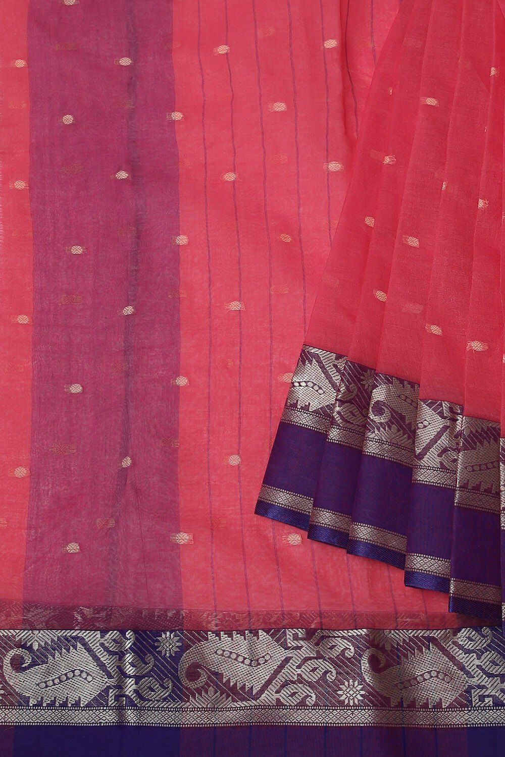 Dark Pure Pink Cotton Bengal Saree image number null