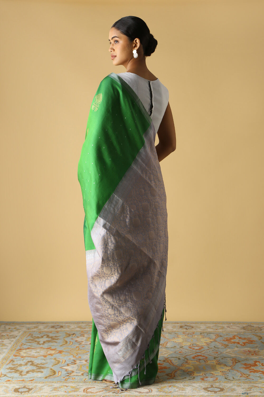 Green Pure Silk South Saree image number null