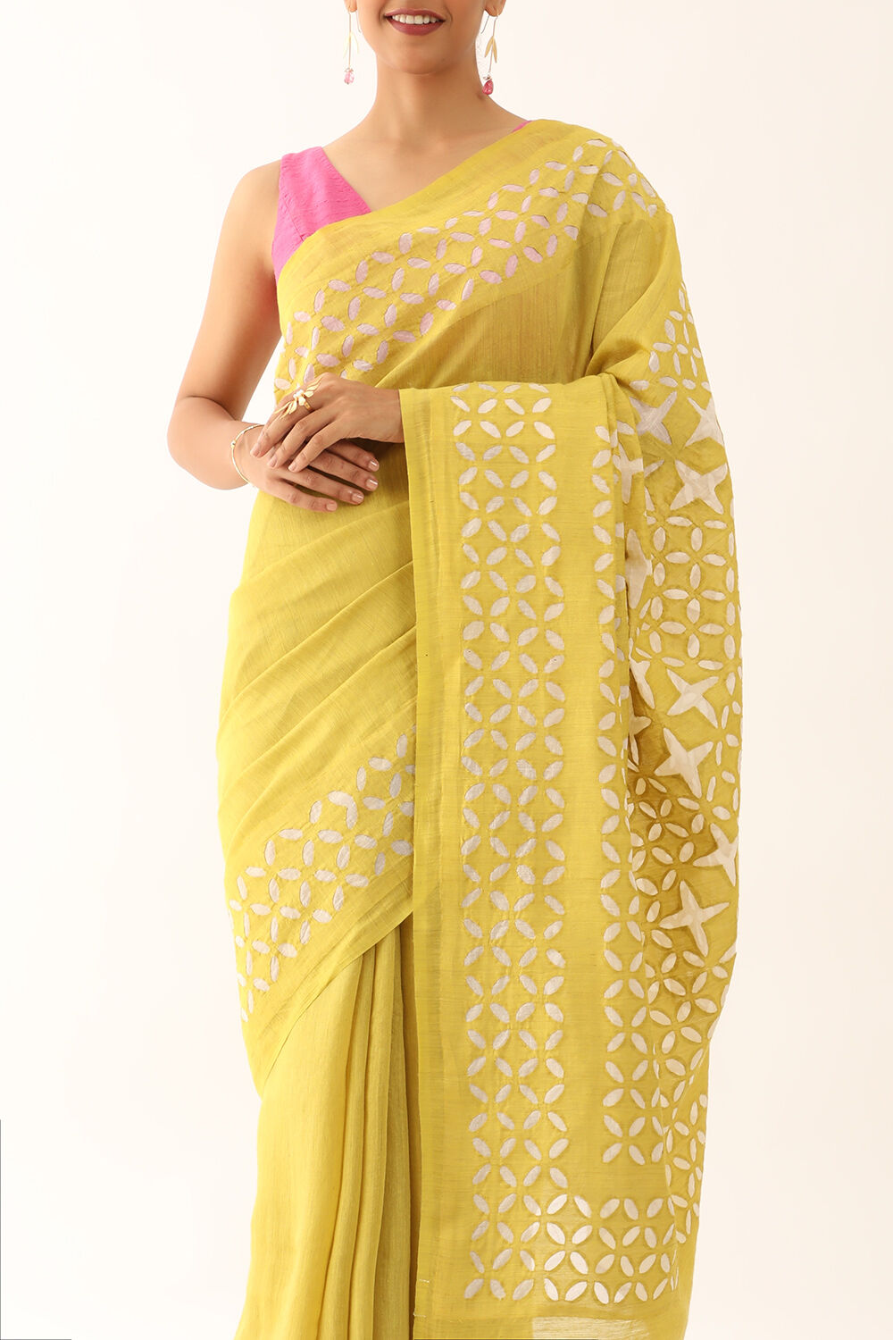 Green Craft Pure Tussar Silk Applique Saree image number null