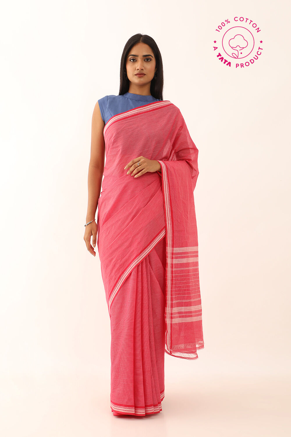 Dark Red Pure Cotton Woven Mangalgiri Saree image number null