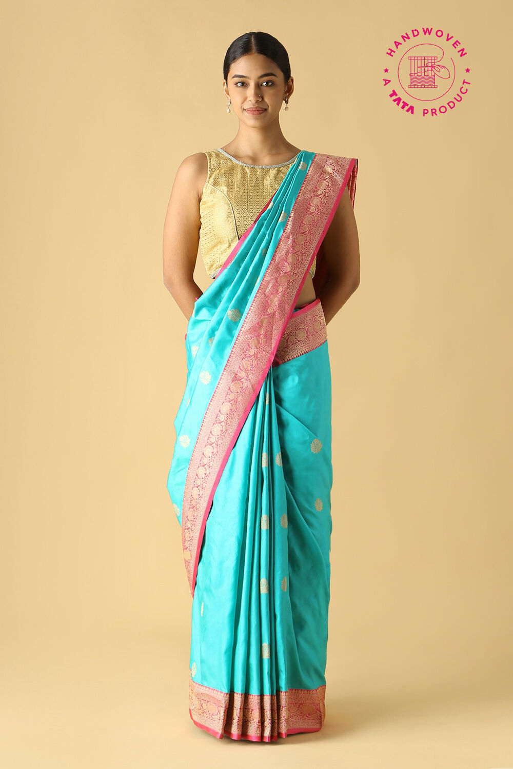 Light Green Pure Silk Banarasi Saree image number null