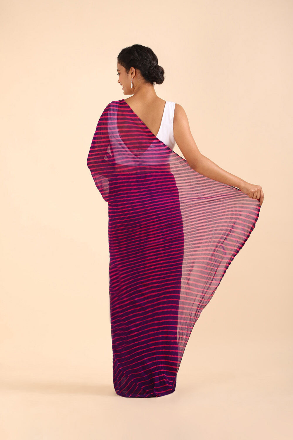 Purple Pure Georgette Bandhani Saree image number null