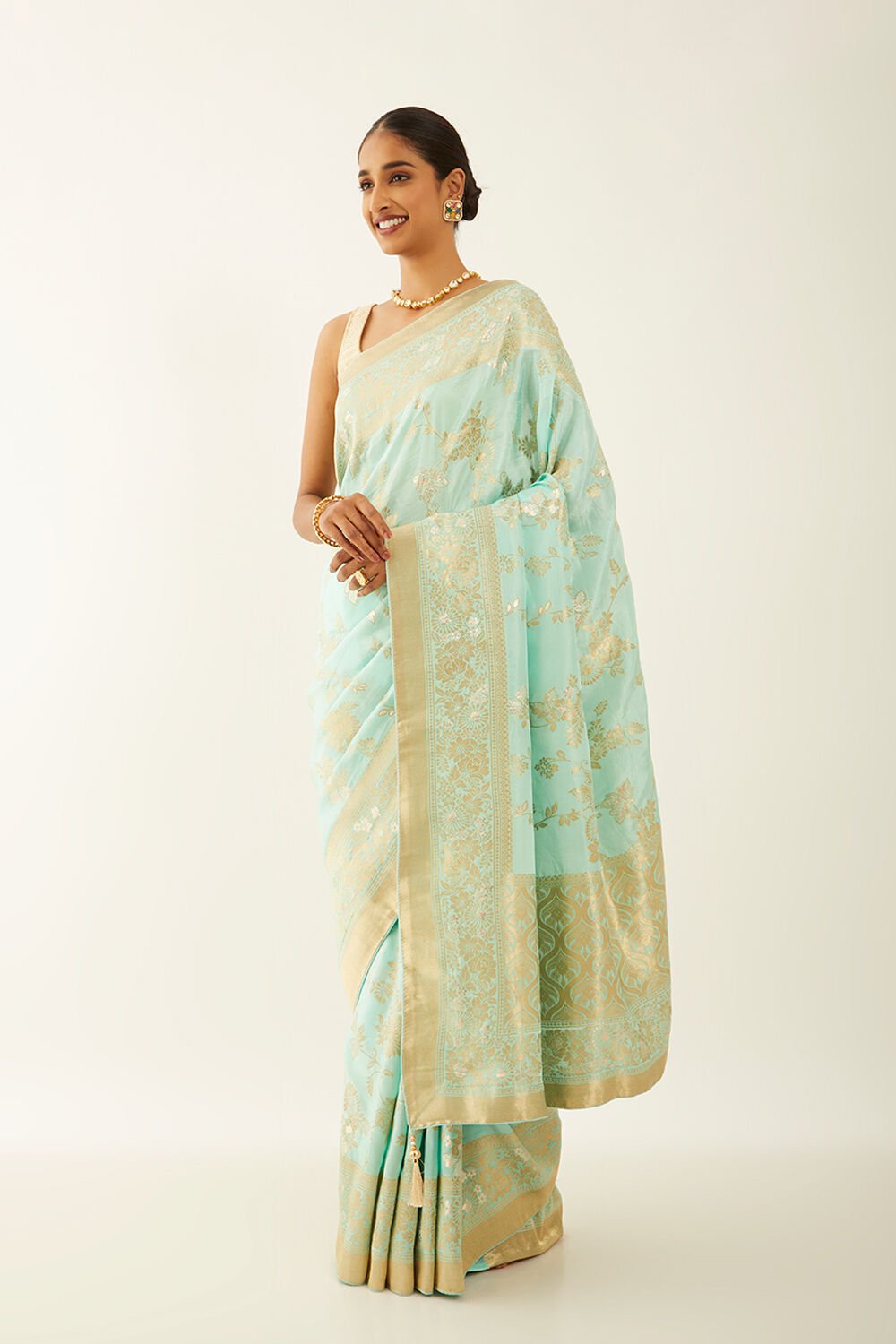 Light Blue Luxe Woven Saree image number null