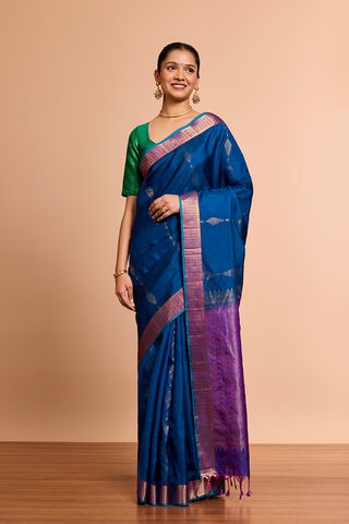 Blue Woven Soft Pure Silk Saree thumbnail image number null