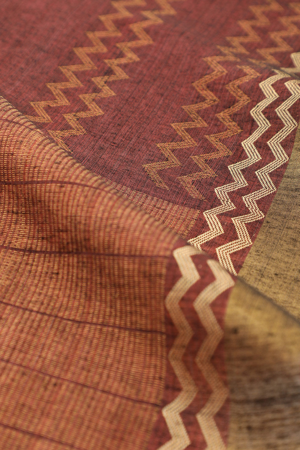 Dark Red Chattisgarh Pure Tussar Silk Woven Saree image number null