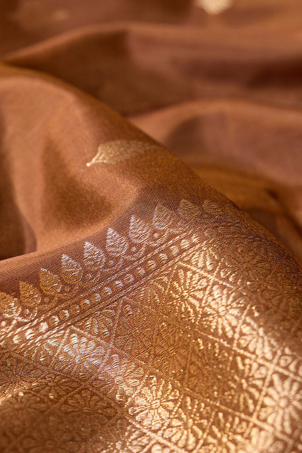 Brown Silk Viscose Cutwork Banaras  Saree image number null