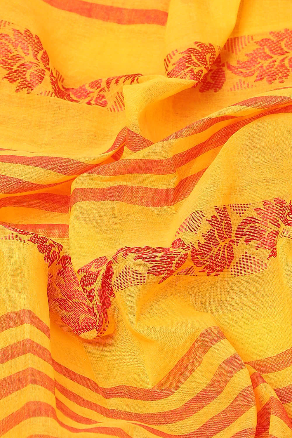 Yellow Pure Cotton Bengal Saree image number null