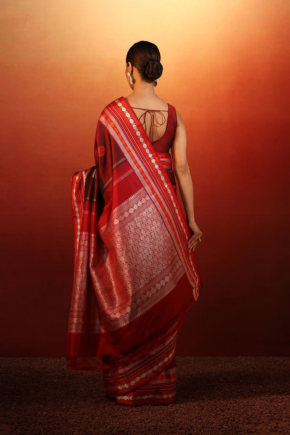 Maroon Woven Pure Silk Kanjivaram Saree image number null
