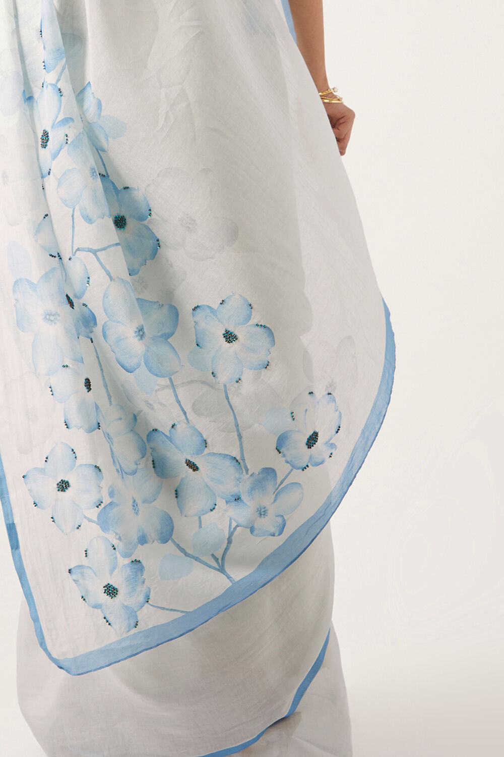 Light Blue Pure Silk Cotton Digital Printed Saree image number null