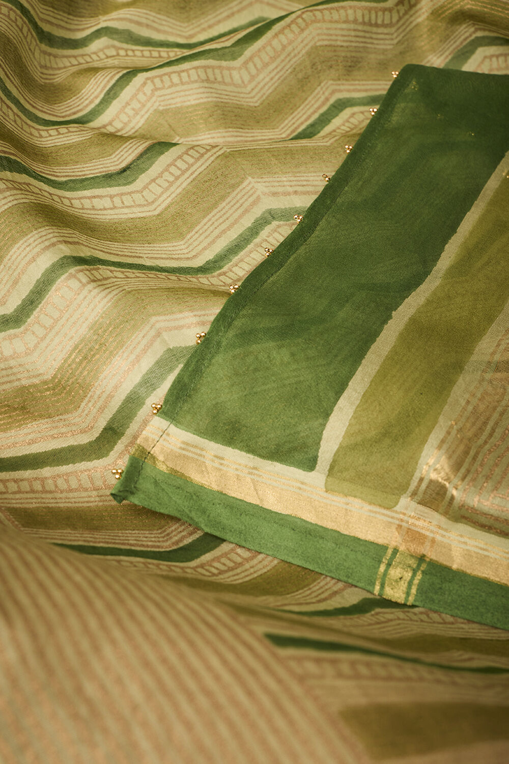 Green Rajasthan Block Printed Pure Silk Cotton Saree image number null