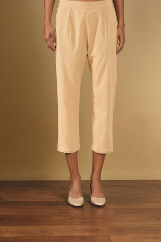 Beige Woven Pure Cotton Trouser image number