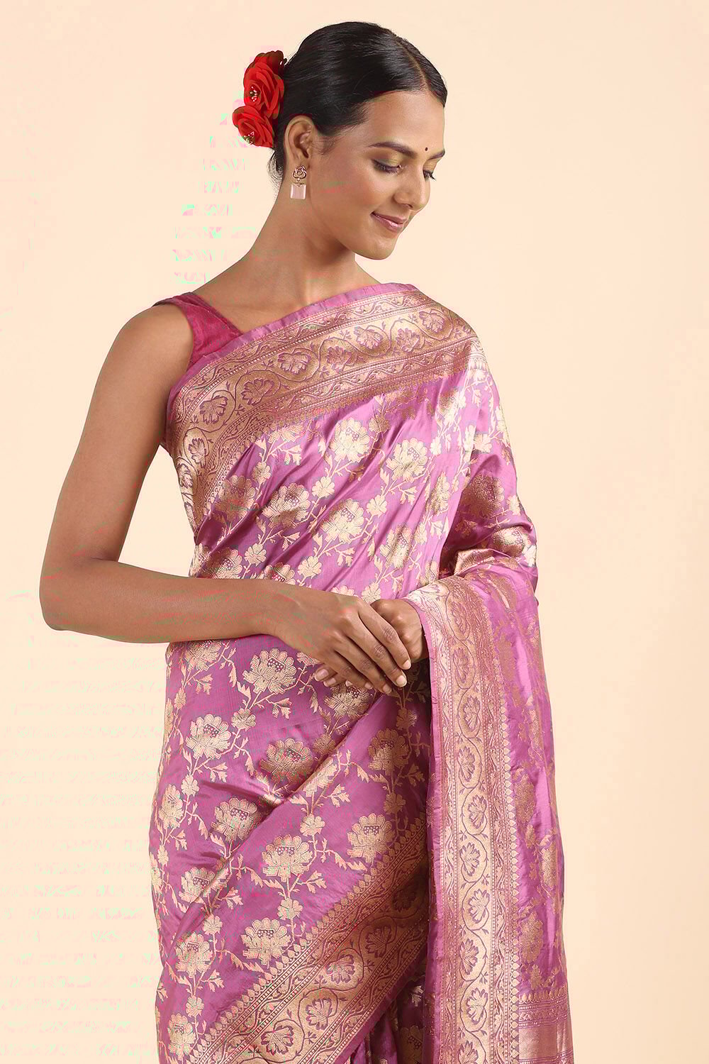 Purple Pure Silk Banarasi Saree image number null