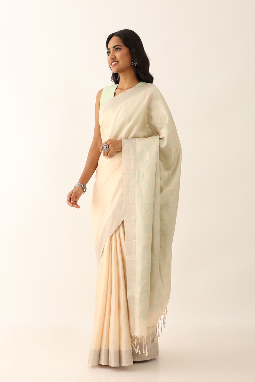 Beige Pure Silk Woven South Saree image number null