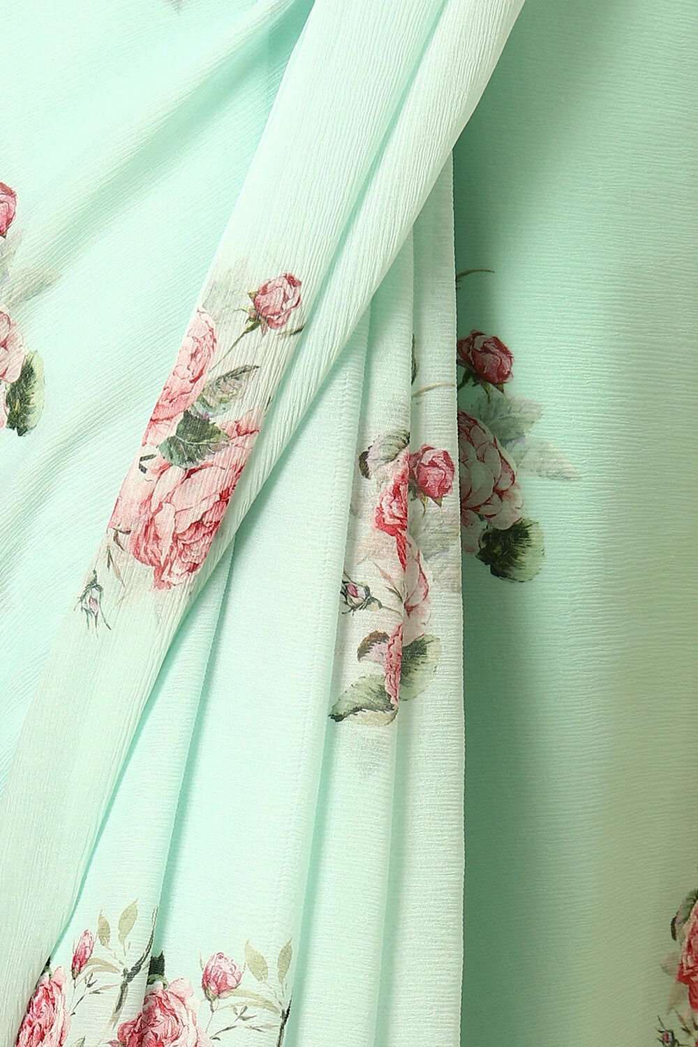 Light Blue Pure Chiffon Digital Printed Saree image number null