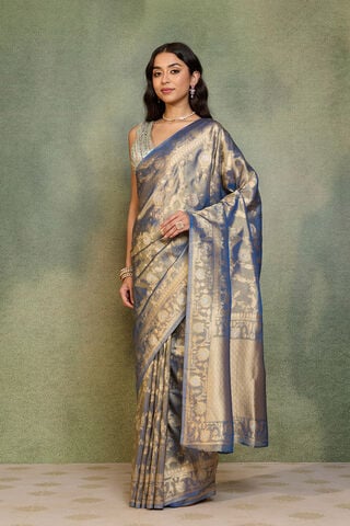 Blue   Woven Viscose Tissue Saree thumbnail image number null