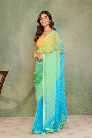Blue Rajasthan Viscose Chiffon Leheriya Saree thumbnail image number null