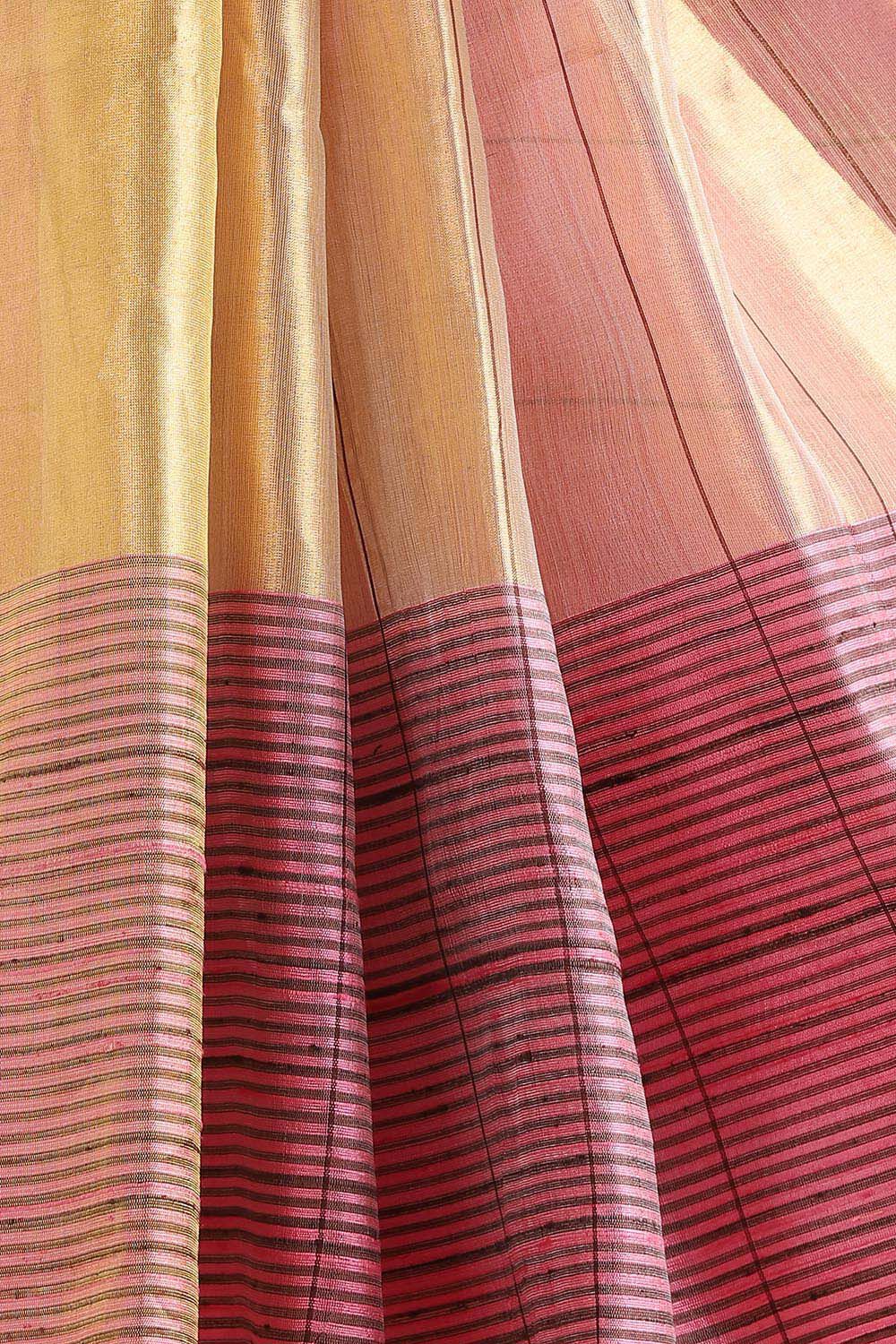 Light Pink Pure Tussar Silk Bhagalpuri Saree image number null