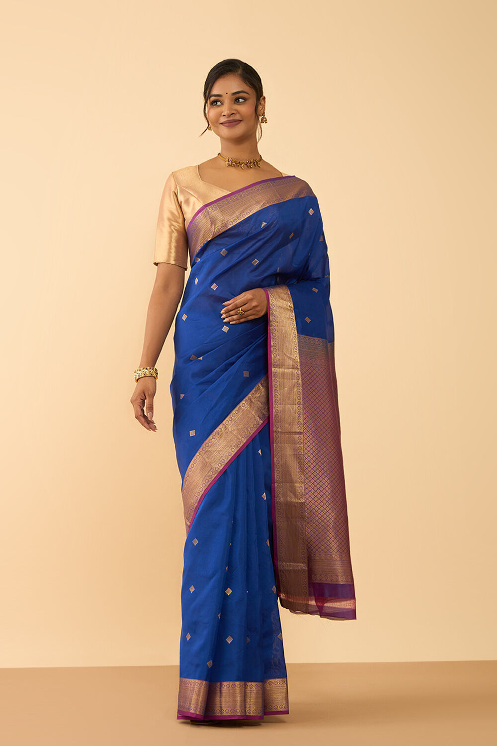 Blue Woven Silk Viscose Saree image number null