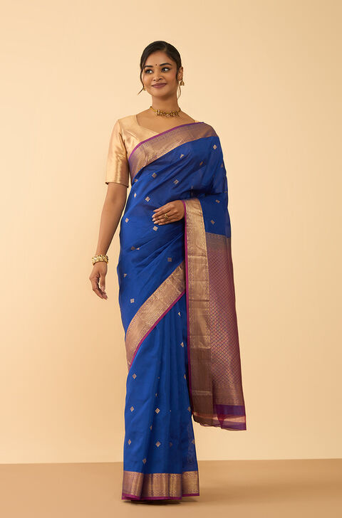 Blue Woven Silk Viscose Saree