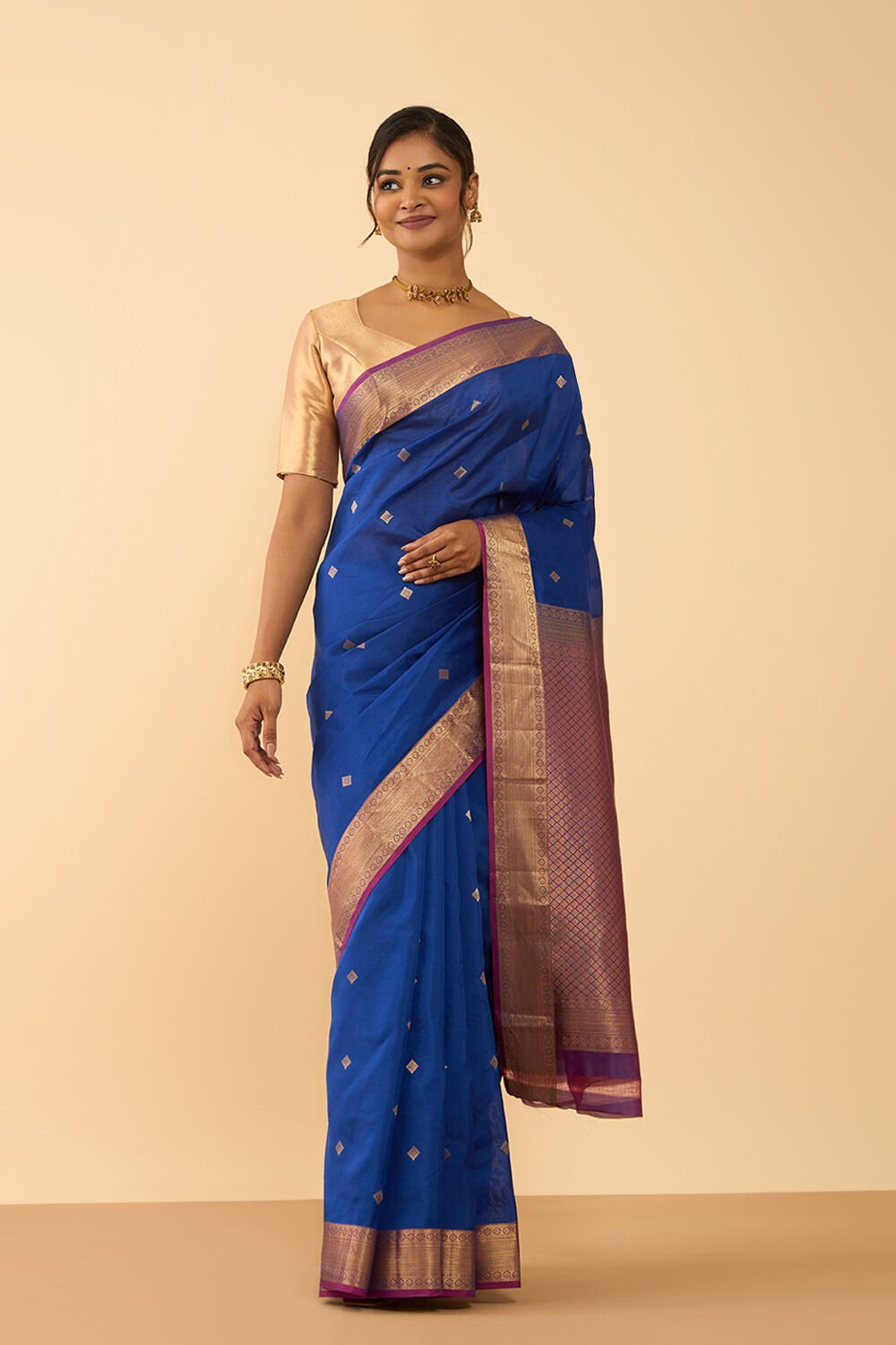 Blue Woven Silk Viscose Saree image number null