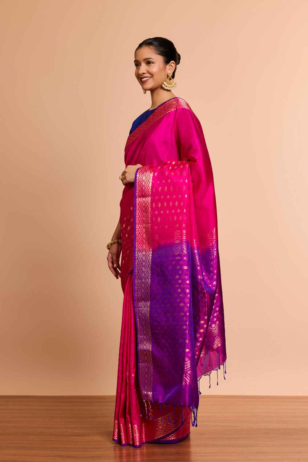 Pink Woven Soft Pure Silk Saree image number null