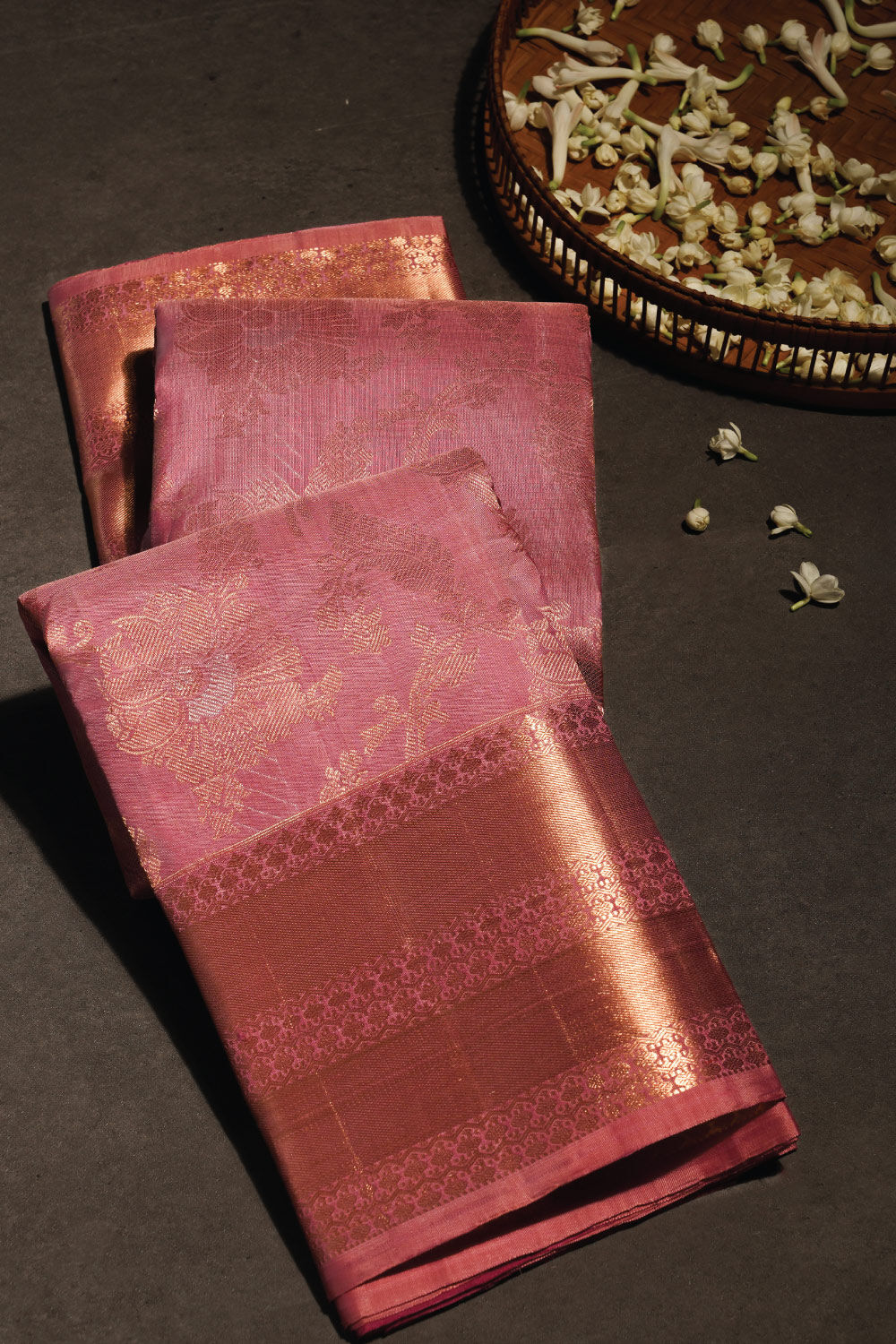 Light Pink Woven Pure Kanjivaram Silk Saree image number null