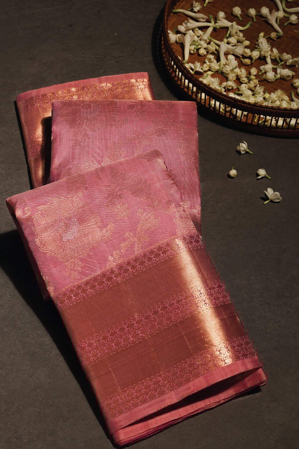 Light Pink Woven Pure Kanjivaram Silk Saree image number null