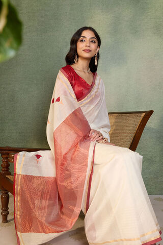 Off White Eknaliya Pure Silk Cotton Chanderi Saree image number