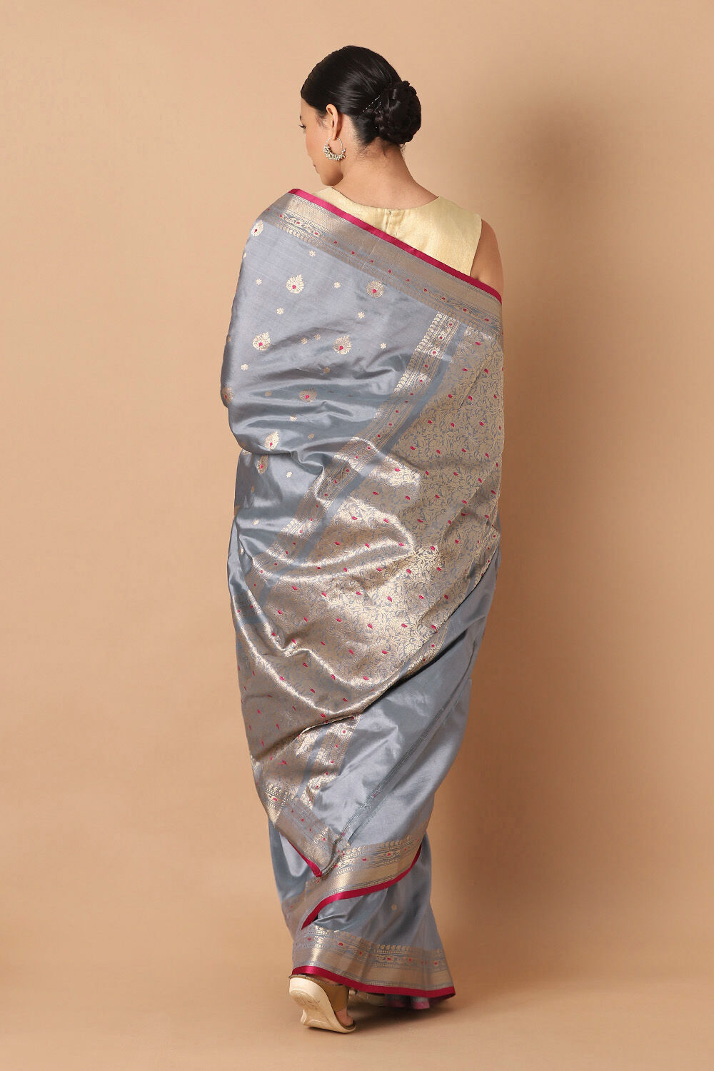 Grey Pure Silk Banarasi Saree image number null