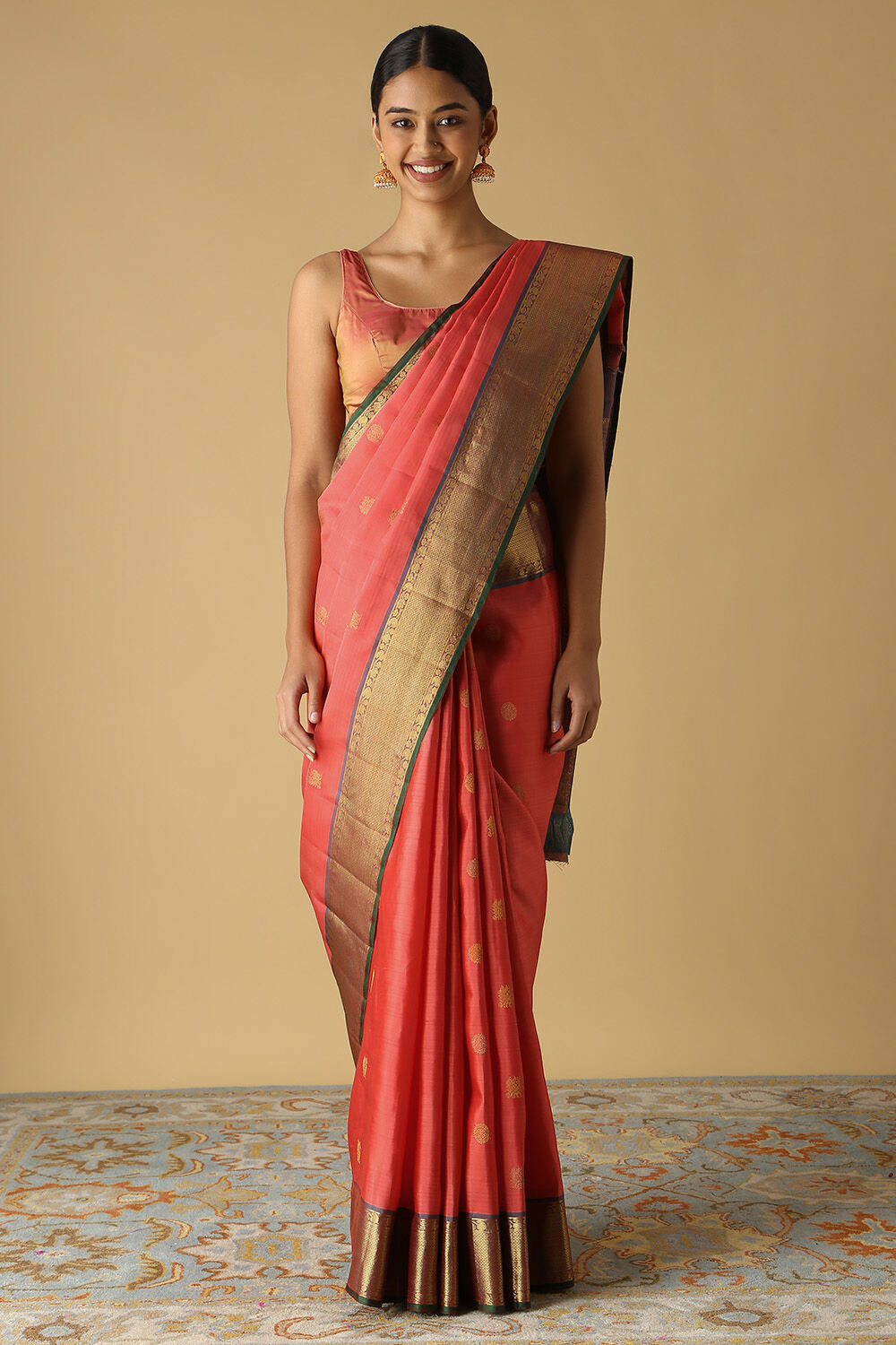 Pink Pure Silk Kanjivaram Saree image number null