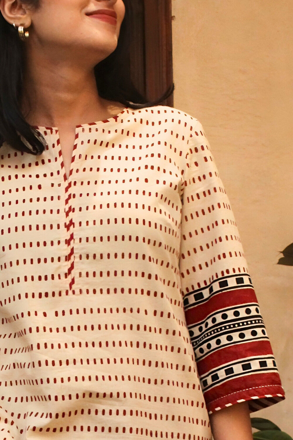 Beige Bagru Block Printed Pure Cotton Kurta image number null