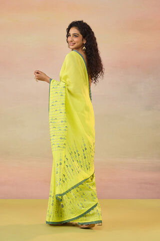 Light Yellow Bengal Pure Silk Cotton Embroidered Saree thumbnail image number null