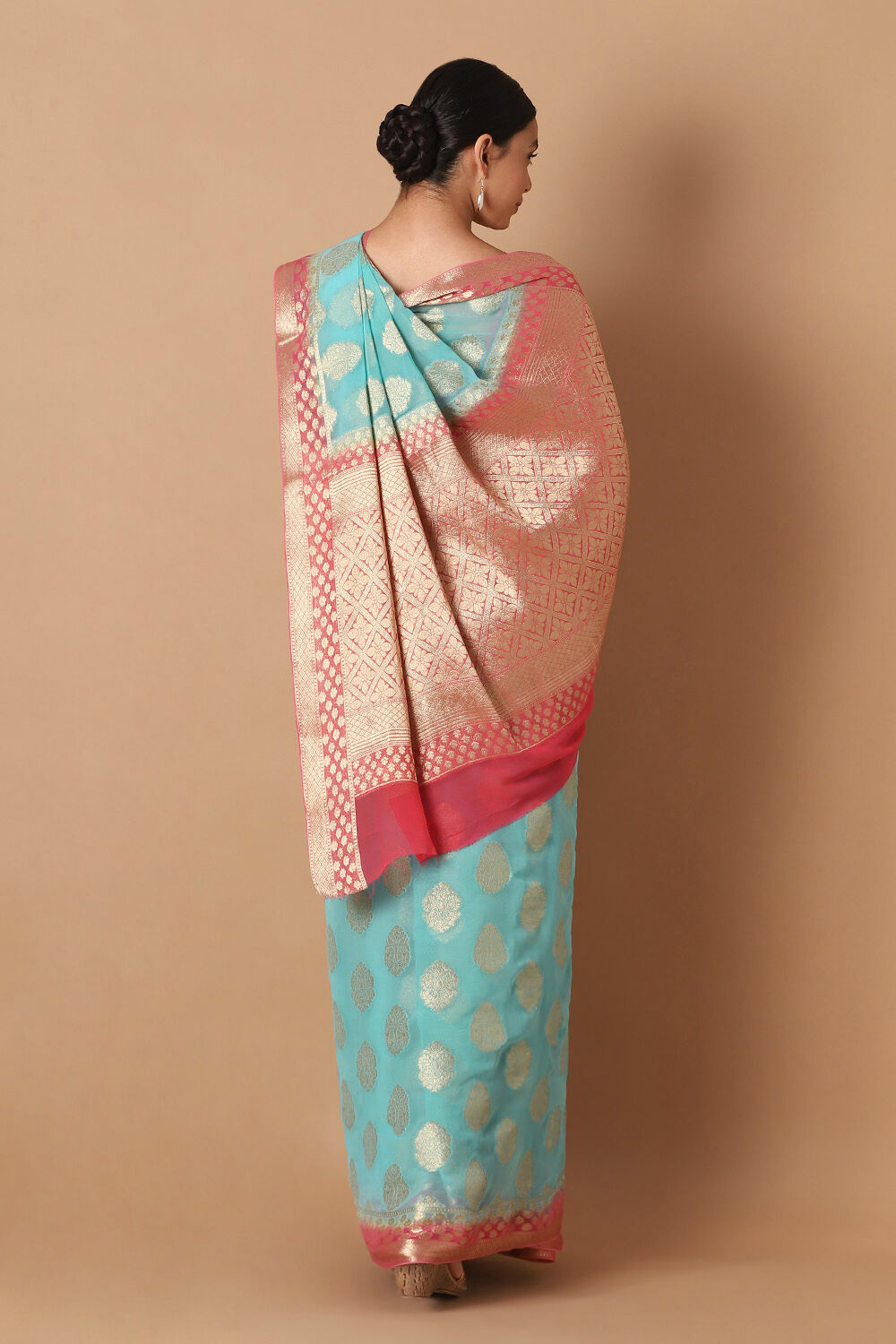 Blue Viscose Pure Georgette Banarasi Saree image number null